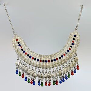 Middle Eastern Necklace, Jewels, Dangles, Afghan, Red, Blue, Green,  Kuchi